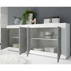 Wohnen Sideboard mit 4 Türen in Beton Optik - Narandu