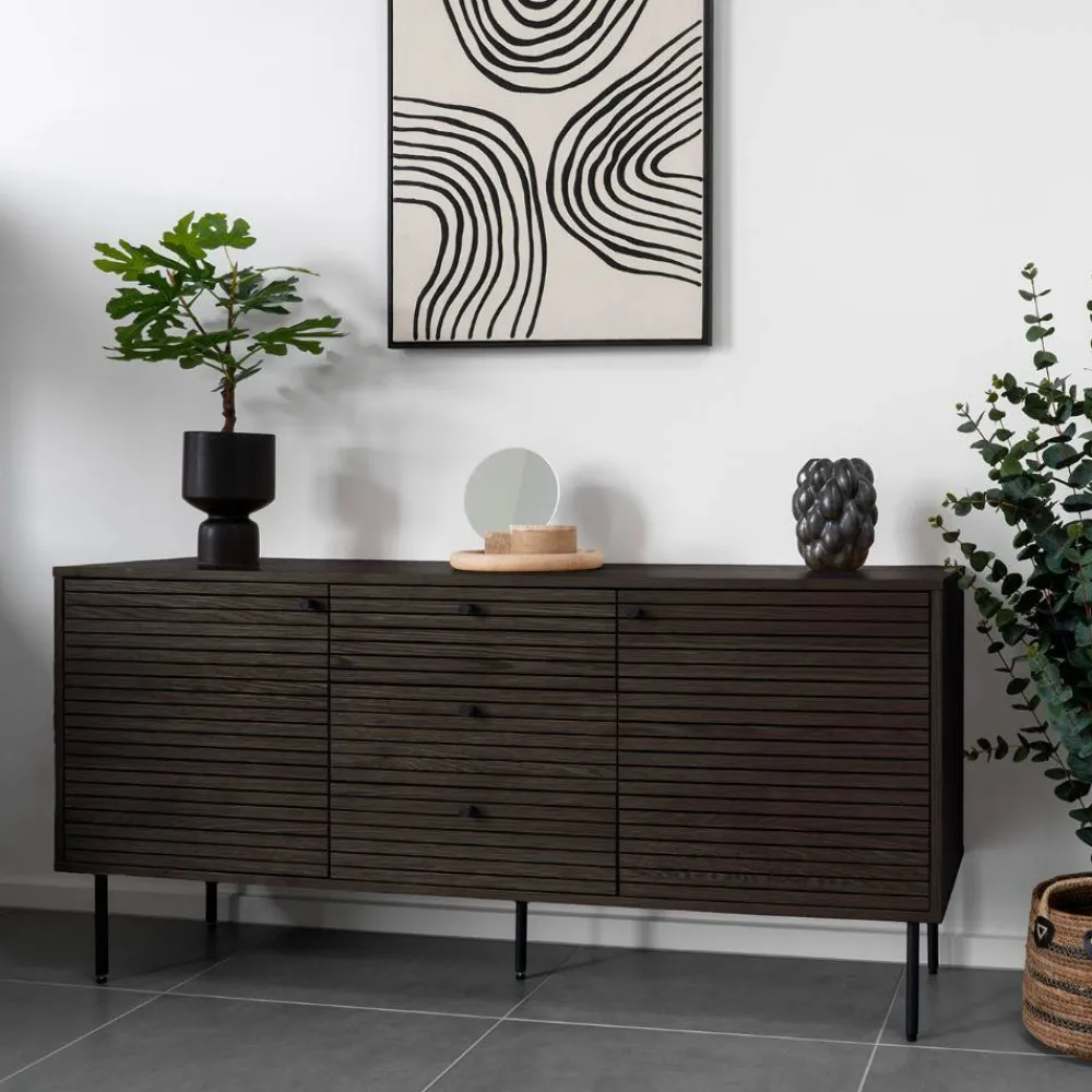 Wohnen Sideboard mit dunklem Furnier in Braun - Wega