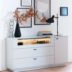 Wohnen Sideboard mit Glas Klappe & Tür - Apulco