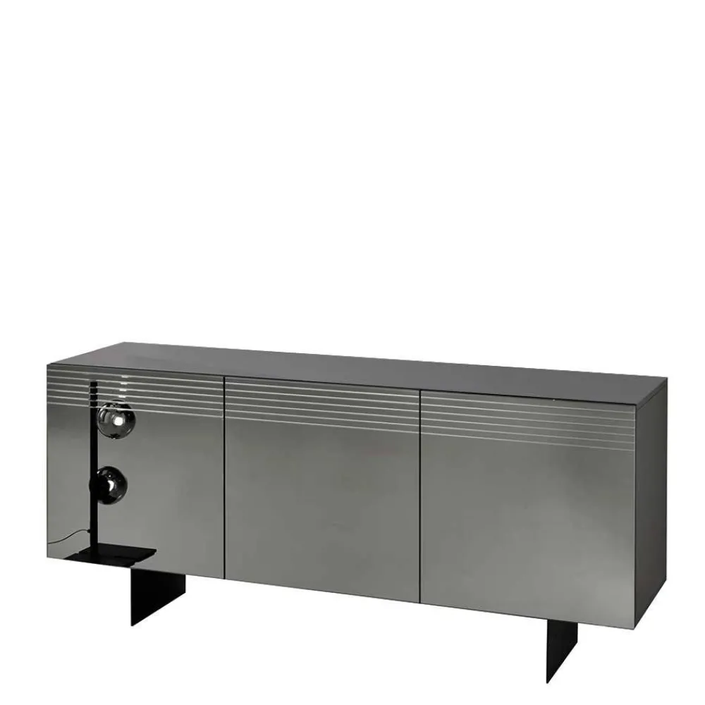 Wohnen Designermöbel*Sideboard mit Spiegelglas Front in Rauchgrau - Tyron