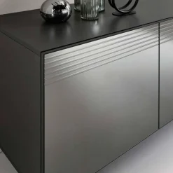 Wohnen Designermöbel*Sideboard mit Spiegelglas Front in Rauchgrau - Tyron