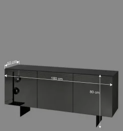 Wohnen Designermöbel*Sideboard mit Spiegelglas Front in Rauchgrau - Tyron