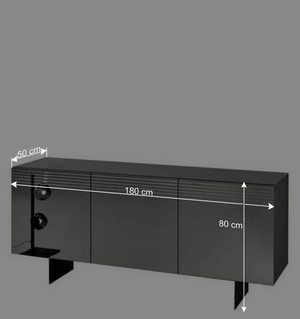 Wohnen Designermöbel*Sideboard mit Spiegelglas Front in Rauchgrau - Tyron