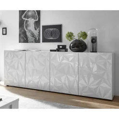Wohnen Sideboard mit Türen in Weiß hochglänzend - Vovasoma