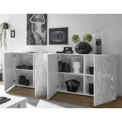 Wohnen Sideboard mit Türen in Weiß hochglänzend - Vovasoma