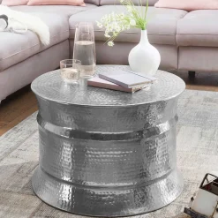 Wohnen Designermöbel*Silberfarbener Couchtisch aus Aluminium - Lucaz