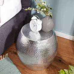 Wohnen Designermöbel*Silberner Beitisch aus Aluminium - Moyico