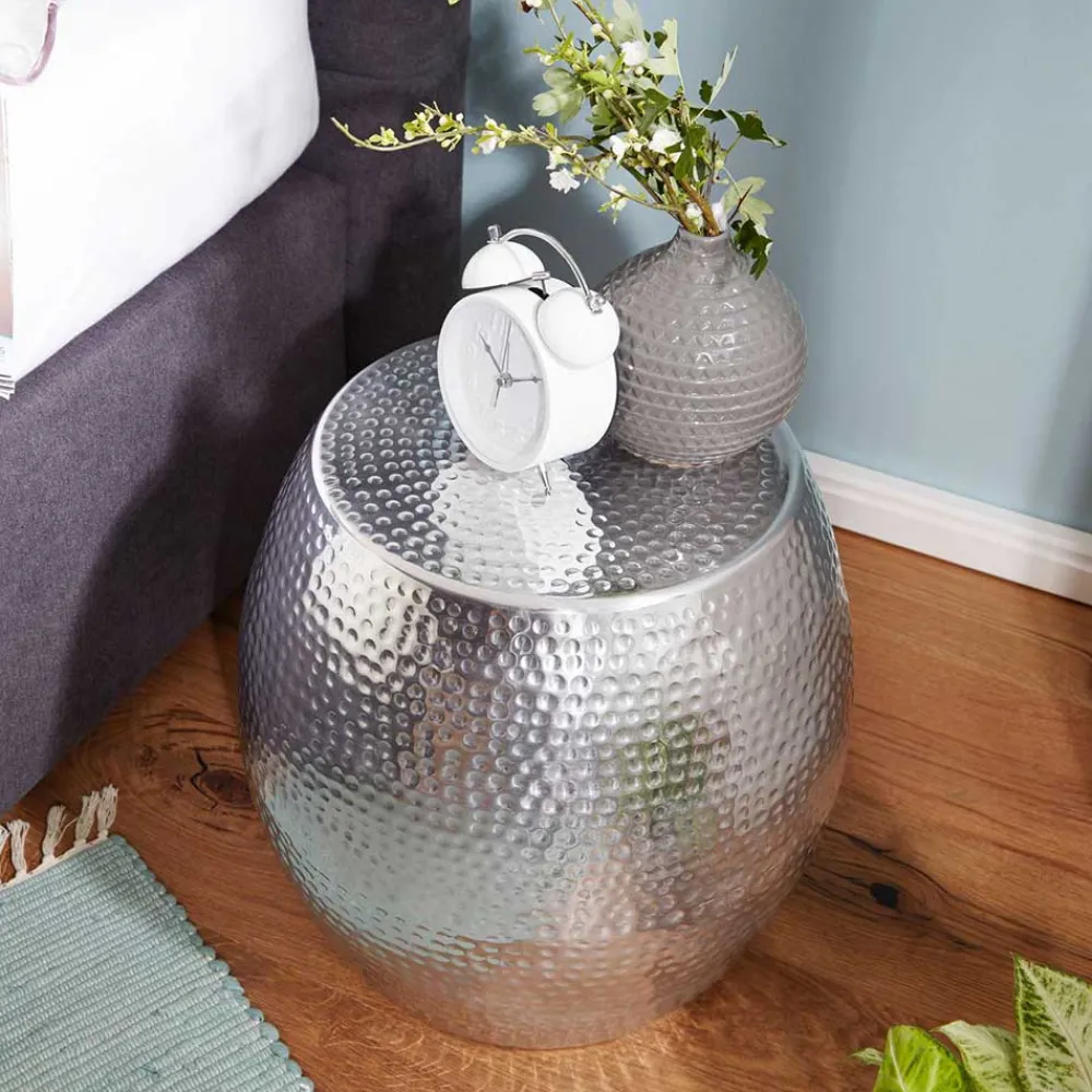 Wohnen Designermöbel*Silberner Beitisch aus Aluminium - Moyico