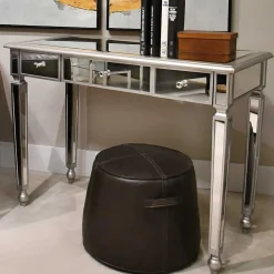 Wohnen Jugendzimmertische|Kinderschreibtische*Silberner Schreibtisch mit Verspiegelung - Adda