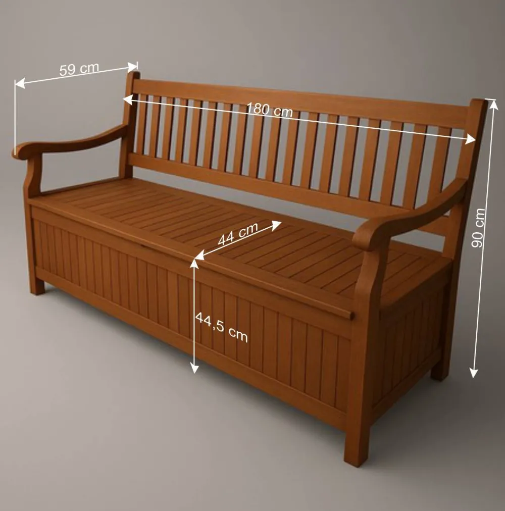 Wohnen Küchenbänke|Esszimmerbänke*3-Sitzer Garten Bank mit Truhe - Durai