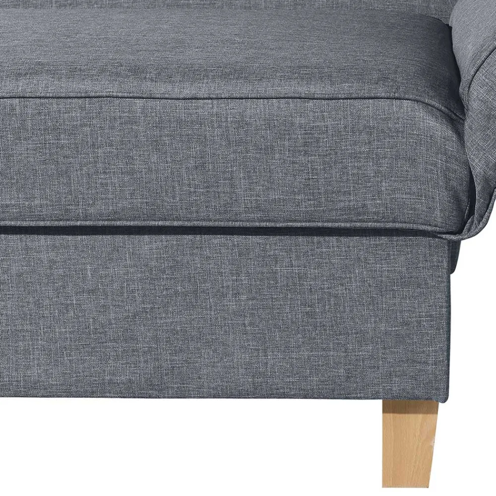 Wohnen 3-Sitzer Recamiere in Jeansblau mit Buche - Foresta