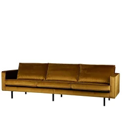 Wohnen Retro Möbel|Sofas*3-Sitzer Samtcouch in Honig Gelb - Saguan