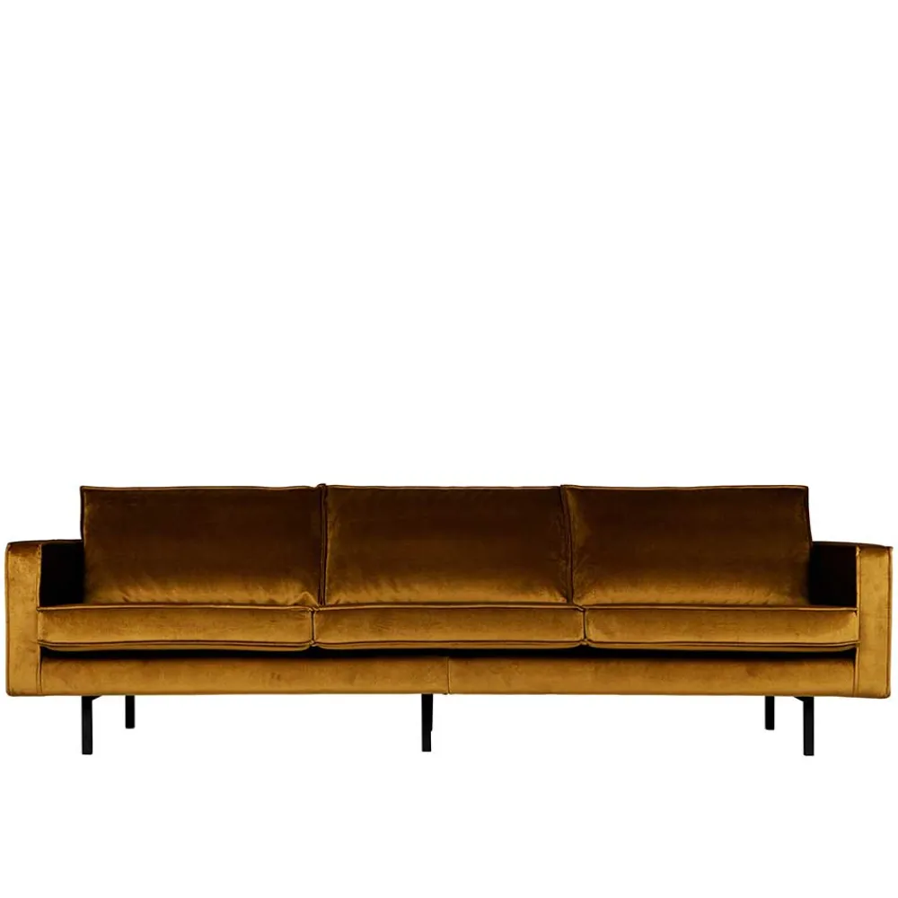 Wohnen Retro Möbel|Sofas*3-Sitzer Samtcouch in Honig Gelb - Saguan