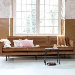 Wohnen Retro Möbel|Sofas*3-Sitzer Samtcouch in Honig Gelb - Saguan