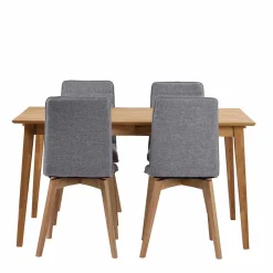 Wohnen Küchen-Essgruppen|Esszimmer Komplett*Sitzgruppe in Eiche & Grau - Number (fünfteilig)