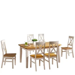 Wohnen Sitzgruppe Lugon in Weiß Laugenfarben lackiert (siebenteilig)