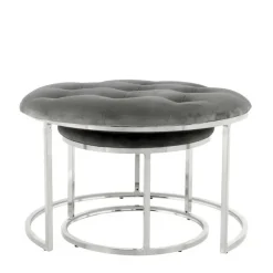 Wohnen Sitzhocker Duo in Grau mit Silber - Vainy (zweiteilig)