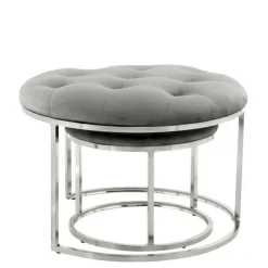 Wohnen Sitzhocker Duo in Grau mit Silber - Vainy (zweiteilig)