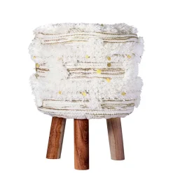 Wohnen Barhocker|Hocker*Sitzhocker in Creme mit Khaki - Clarina