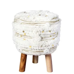 Wohnen Barhocker|Hocker*Sitzhocker in Creme mit Khaki - Clarina