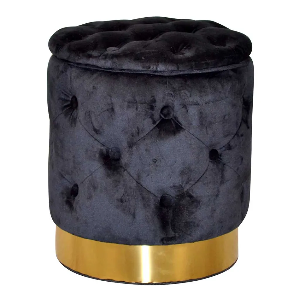 Wohnen Retro Möbel|Hocker*Sitzhocker Truhe in Schwarz Samt - Natalia