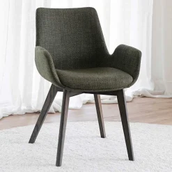 Wohnen Skandinavische Möbel|Küchenstühle*Skandi Armlehnenstühle in Dunkelgrün - Car (2er Set)