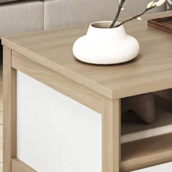 Wohnen Weiße Möbel|Küchentische*Skandi Couchtisch in Weiß und Eiche Dekor - Ovidio