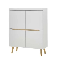 Wohnen Skandinavische Möbel|Sideboards &amp; Kommoden*Skandi Design Highboard in Weiß und Eiche - Ginko