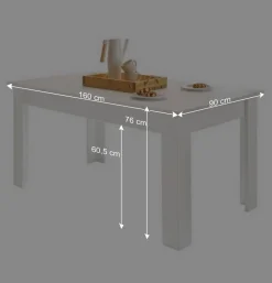 Wohnen Weiße Möbel|Tische*Skandi Esszimmertisch in weißer Holzoptik Pinie - Liancos