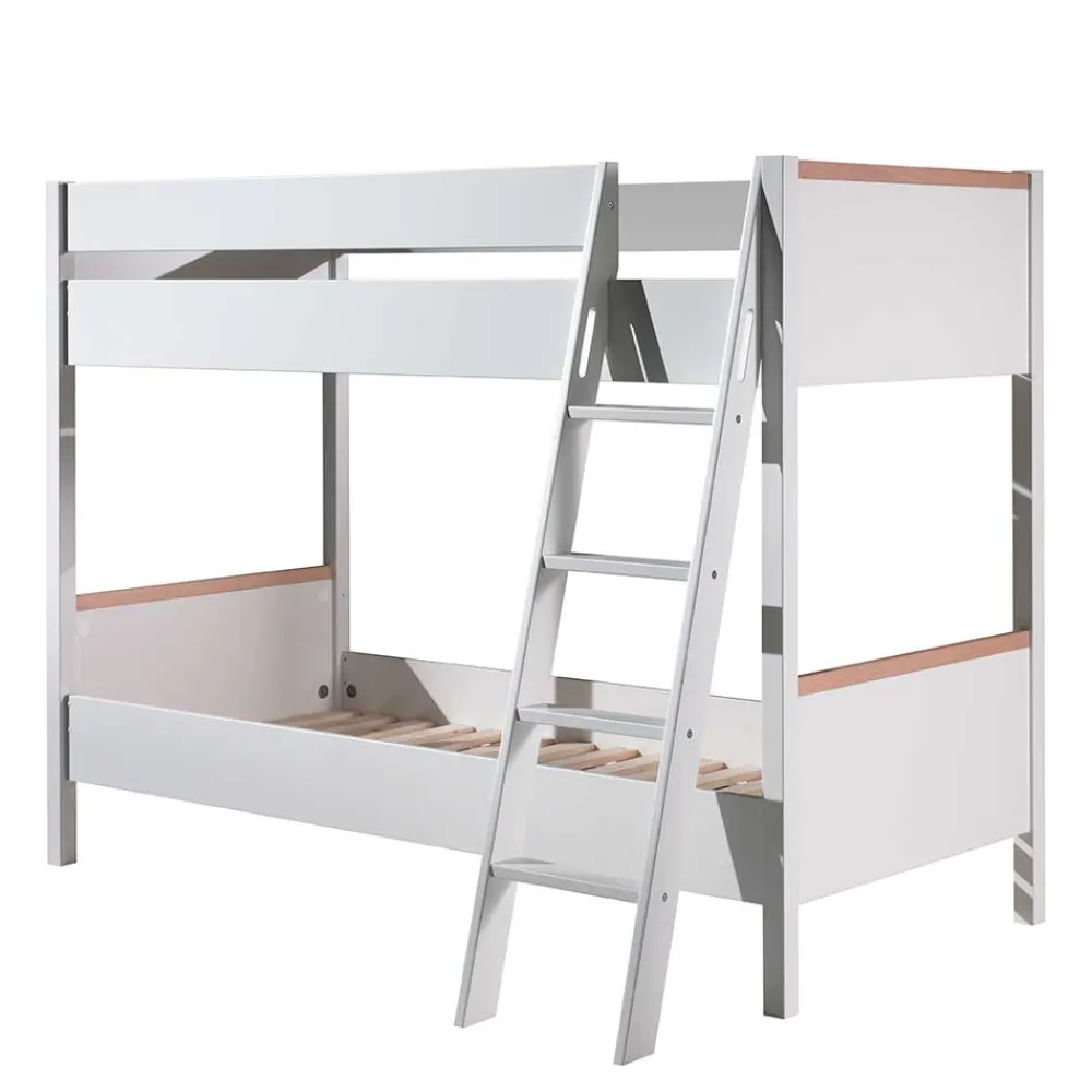 Wohnen Kinderbetten*Skandi Etagenbett mit Schrägleiter - Lencon