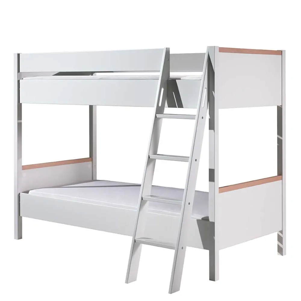 Wohnen Kinderbetten*Skandi Etagenbett mit Schrägleiter - Lencon