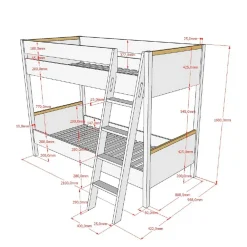 Wohnen Kinderbetten*Skandi Etagenbett mit Schrägleiter - Lencon