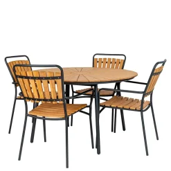 Wohnen Skandi Garten-Essgruppe aus Teak - Farmer (fünfteilig)