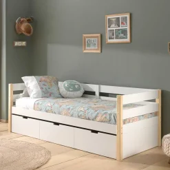 Wohnen Skandinavische Möbel|Weiße Möbel*Skandi Kojenbett in Weiß & Kiefer - Ayfina