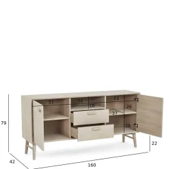 Wohnen Skandi Kombi-Kommode in Eiche Weiß - Lametla