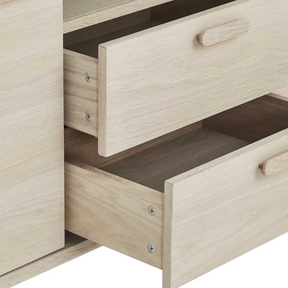 Wohnen Skandi Kombi-Kommode in Eiche Weiß - Lametla