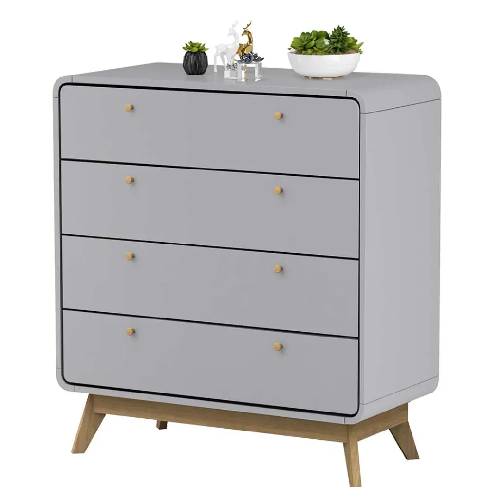 Wohnen Skandi Kommode in Grau & Eiche - Wavan