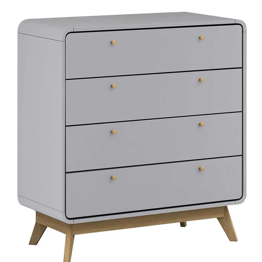 Wohnen Skandi Kommode in Grau & Eiche - Wavan