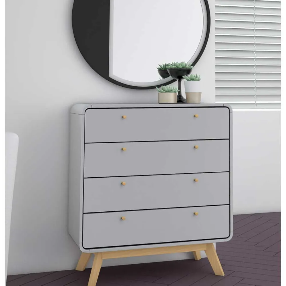 Wohnen Skandi Kommode in Grau & Eiche - Wavan