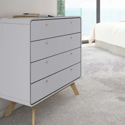 Wohnen Skandi Kommode in Grau & Eiche - Wavan