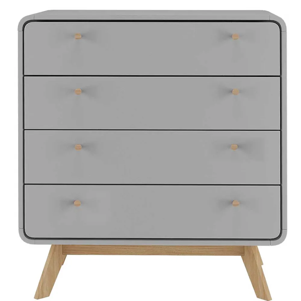 Wohnen Skandi Kommode in Grau & Eiche - Wavan