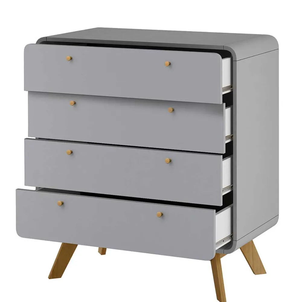 Wohnen Skandi Kommode in Grau & Eiche - Wavan