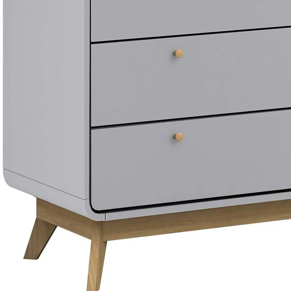 Wohnen Skandi Kommode in Grau & Eiche - Wavan