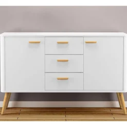 Wohnen Skandi Kommode in Weiß mit Eiche - Gazona