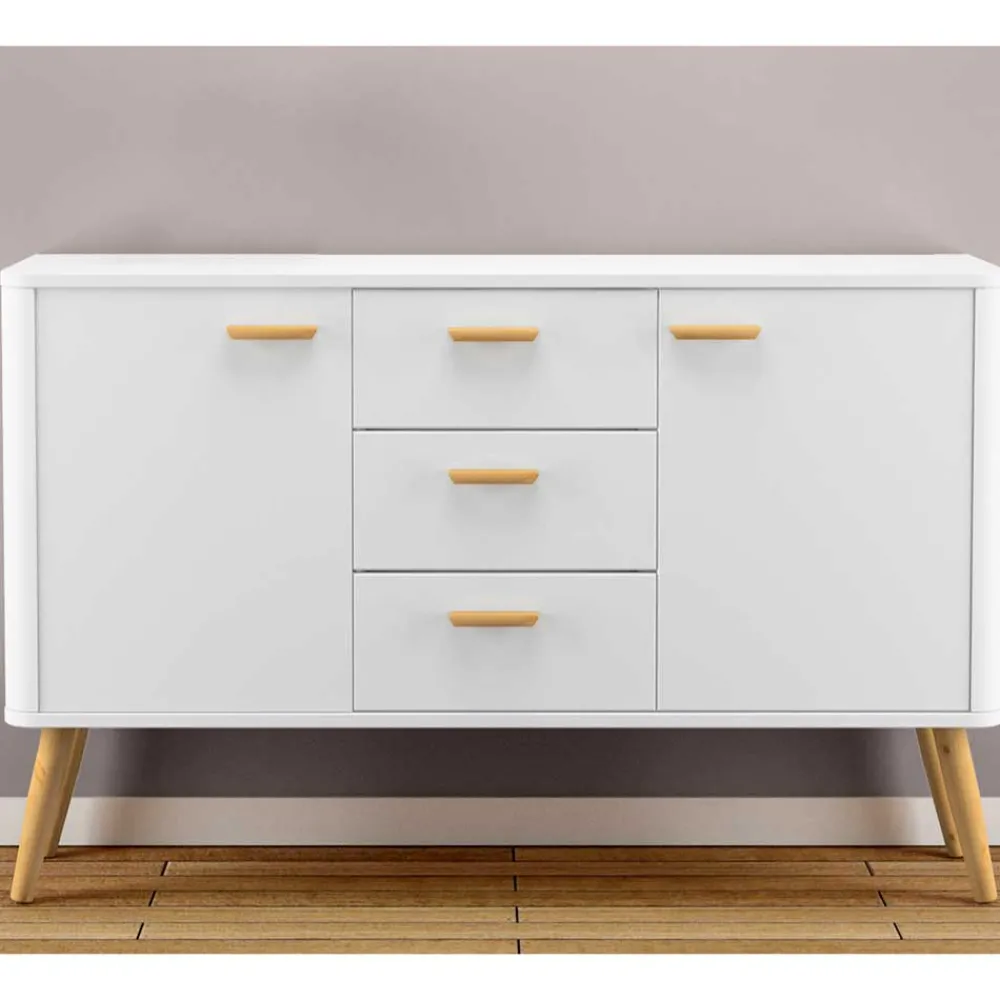 Wohnen Skandi Kommode in Weiß mit Eiche - Gazona