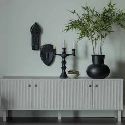 Wohnen Skandi Lowboard 4-türig in Grau - Huvina