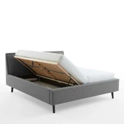 Wohnen Skandinavische Möbel|Jugendbetten*Skandi Polsterbett in Grau Stoff - Optica