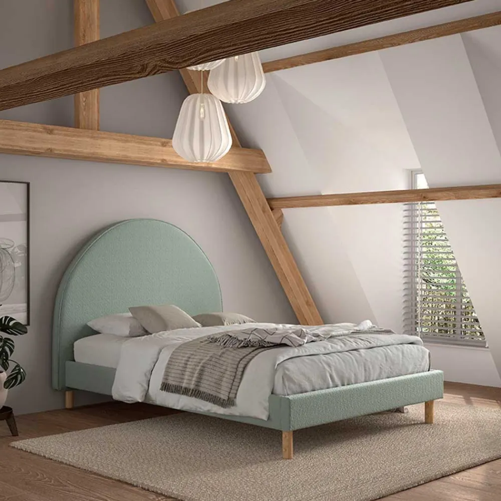 Wohnen Skandi Polsterbett in Grün Boucle - Skylab