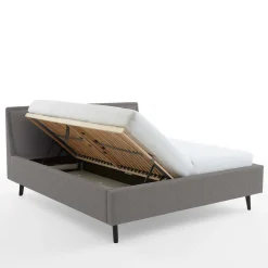 Wohnen Skandi Polsterbett in Hellgrau & Schwarz - Stramo