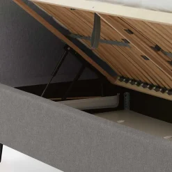 Wohnen Skandi Polsterbett in Hellgrau & Schwarz - Stramo